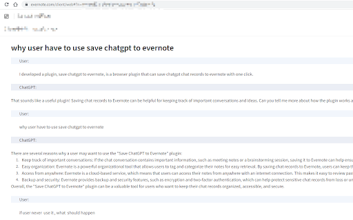 ChatGPT to Evernote screenshot