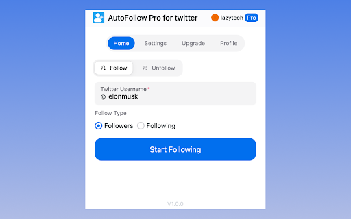 Twitter AutoFollow Pro screenshot