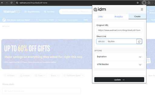 IDM - URL shortener and QR code generator screenshot