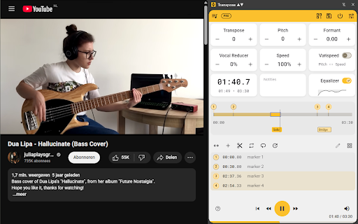 Transpose ▲▼ pitch ▹ speed ▹ loop screenshot
