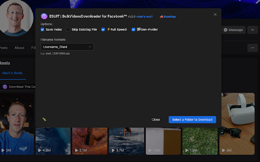 ESUIT | Bulk Videos Downloader for Facebook™ screenshot
