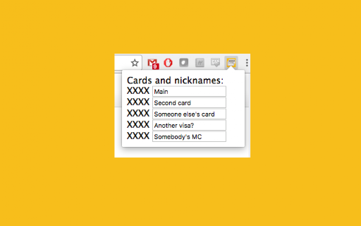 Credit Card Nicknames for Amazon screenshot