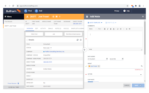 PCS Screenpop for Bullhorn screenshot