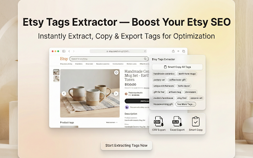 Etsy Tags Extractor - SEO & Keywords Tool screenshot