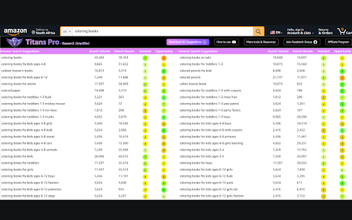 Titans Pro - Amazon KDP Keyword Research Tool screenshot