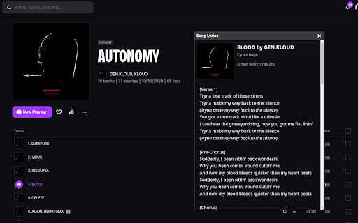 Song Lyrics screenshot