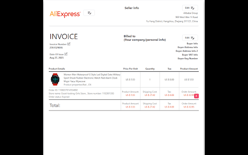 Ali Invoice - Download Aliexpress Invoice screenshot