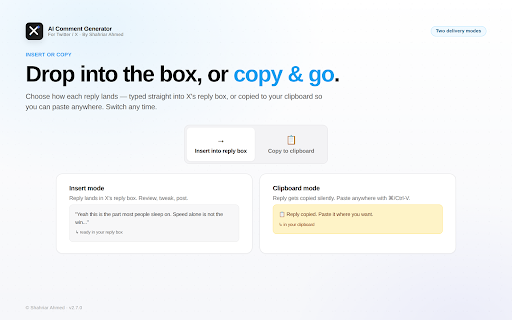 AI Comment Generator for Twitter/X screenshot