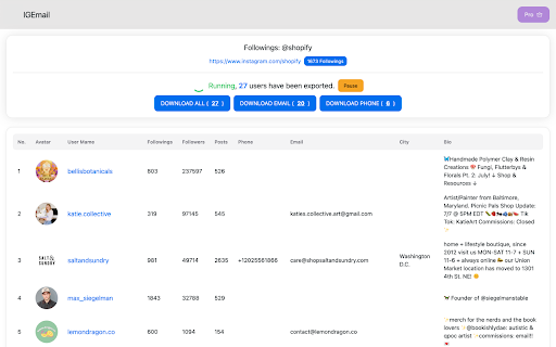 IGEmail - IG Email Scraper and Extractor screenshot