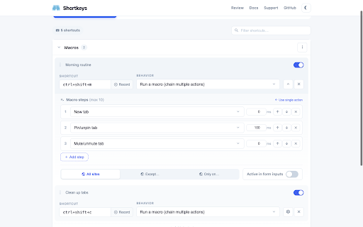 Shortkeys (Custom Keyboard Shortcuts) screenshot