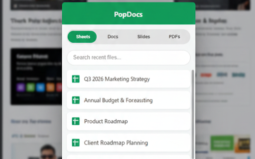 PopDocs: Quick Google Drive File Launcher & Recent Docs screenshot