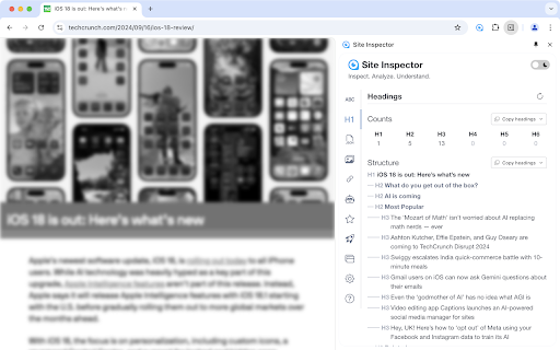 Site Inspector screenshot