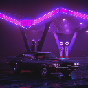 Dodge Challenger Near Neon Gas station Live Wallpaper icon