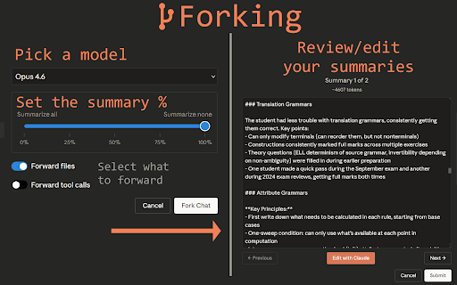 Claude QoL - Export, Fork, Search, and more screenshot