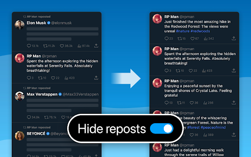 Hide Reposts for X screenshot
