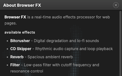 Browser FX: Tab Audio Effects + MIDI screenshot