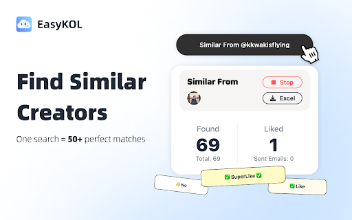 EasyKOL: Find Similar Creators on YouTube, TikTok & Instagram screenshot