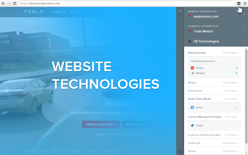SimilarTech Prospecting screenshot