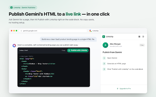 Publish Gemini HTML Code By LinkShip screenshot