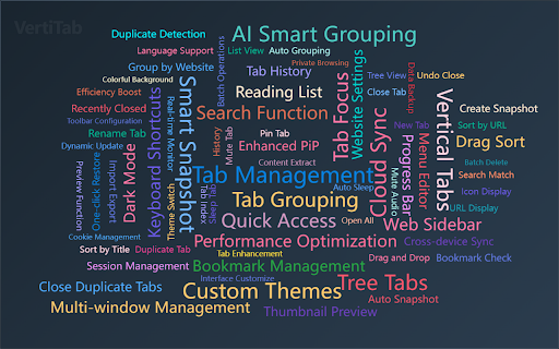 VertiTab – Vertical Tab Manager | Sessions, AI Groups & Bookmark Sync screenshot