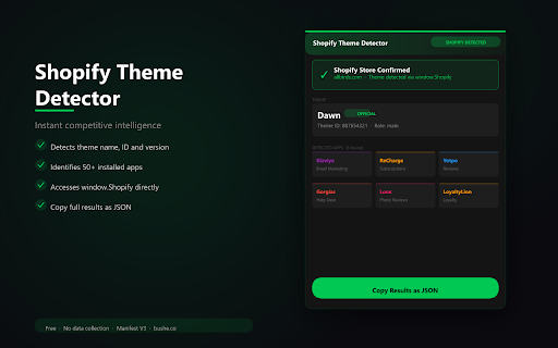 Shopify Theme Detector screenshot