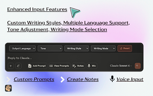 Claude ToolKit - Custom Prompts | Chat Export, Voice | Notes & Folders screenshot