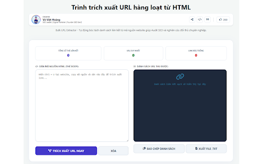 URL Extractor - Võ Việt Hoàng SEO screenshot