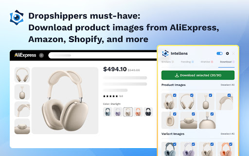 Intellens - Search Products by Image on AliExpress, Amazon screenshot