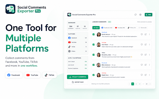 Facebook & YouTube Comment Exporter – Excel CSV Tool screenshot