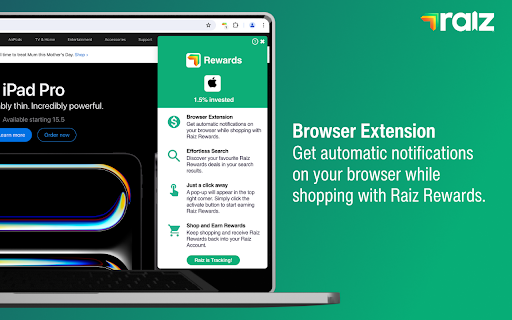 Raiz Rewards Browser Extension screenshot