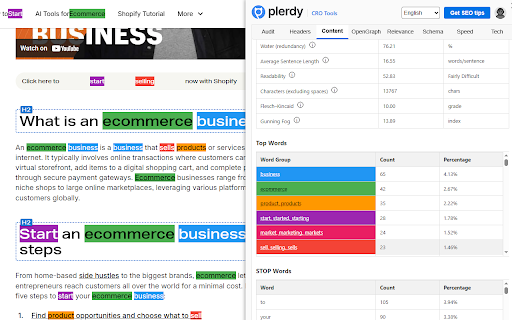 Plerdy SEO Analyzer screenshot