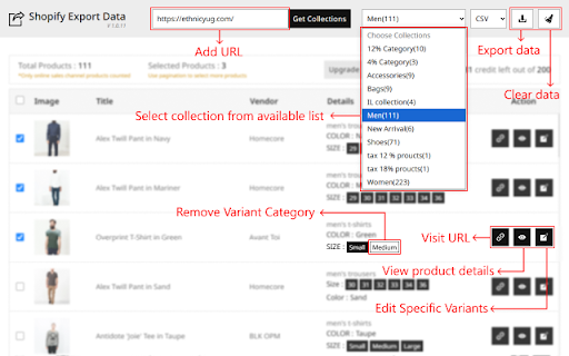 Shopify Export Data screenshot
