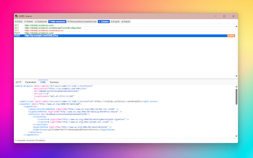 SAML-tracer screenshot