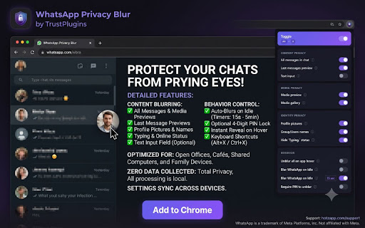 WhatsApp Privacy Blur by TrustPlugins screenshot