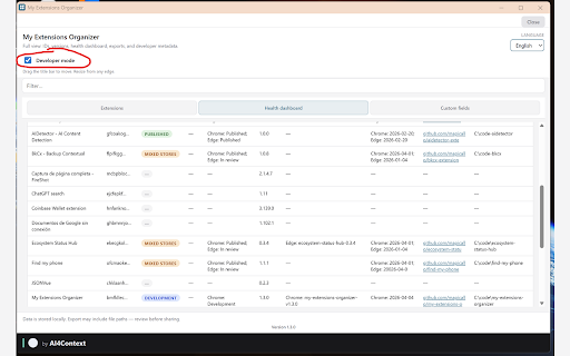 My Extensions Organizer screenshot