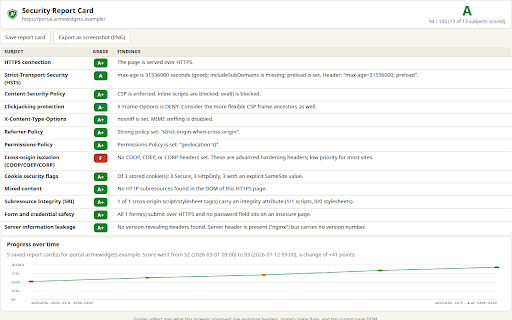 Security Report Card screenshot