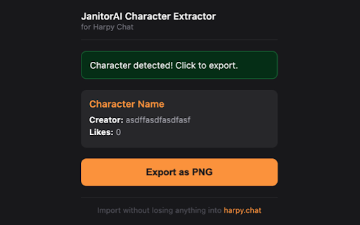 JanitorAI Character Extractor screenshot
