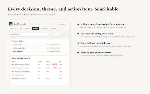 Supervisor Meeting Brief Generator screenshot