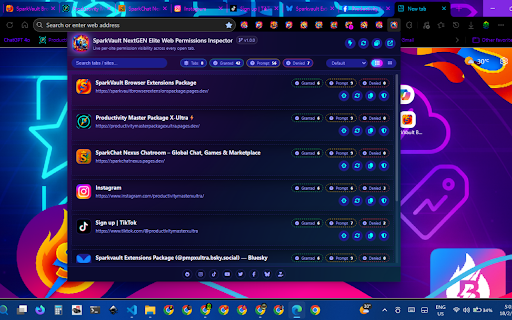 SparkVault NextGEN Elite Web Permissions Inspector screenshot