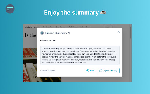 Gimme Summary - Get summary using ChatGPT AI screenshot