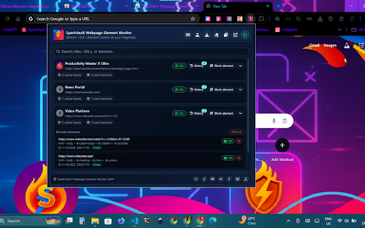 SparkVault Webpage Element Blocker screenshot
