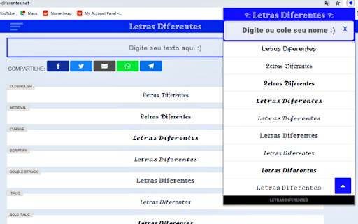 Letras Diferentes ➜ #𝟙 ⚡(☉̃ₒ☉)⭐ 𝓞𝓷𝓵𝓲𝓷𝓮 screenshot