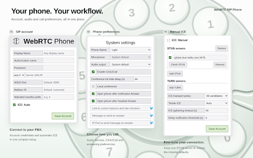 WebRTC SIP VoIP Phone — Click-to-call & Conference Calls screenshot