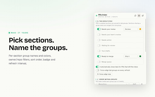 PRs Inbox for GitHub screenshot