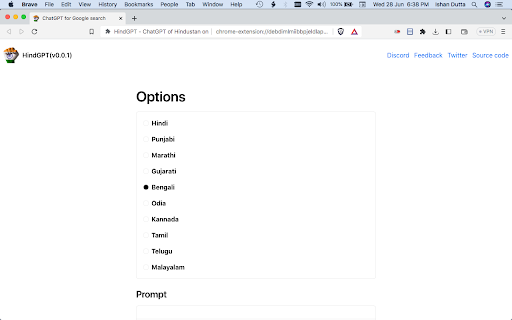 HindustanGPT: GPT in Indian Language on Google™ screenshot