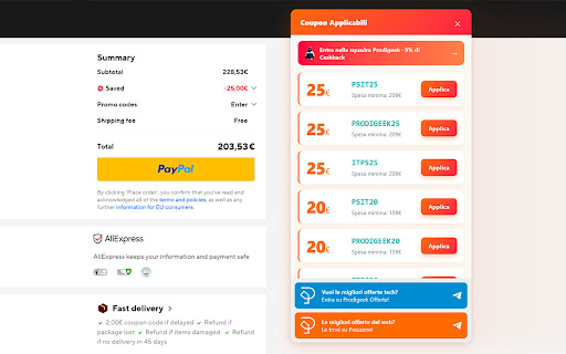 Aliexpress Prodigeek Coupons screenshot
