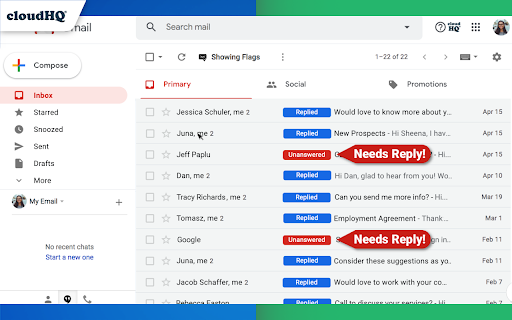 Email Reply Status screenshot
