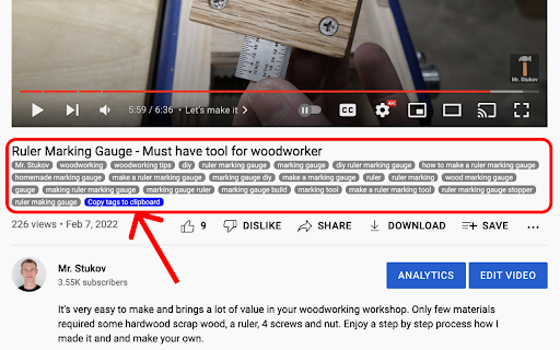 YouTube Tag Extractor screenshot