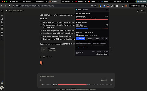 Tally — Claude token counter screenshot