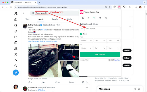 Export Tweets from User, Hashtag, and Search Term screenshot